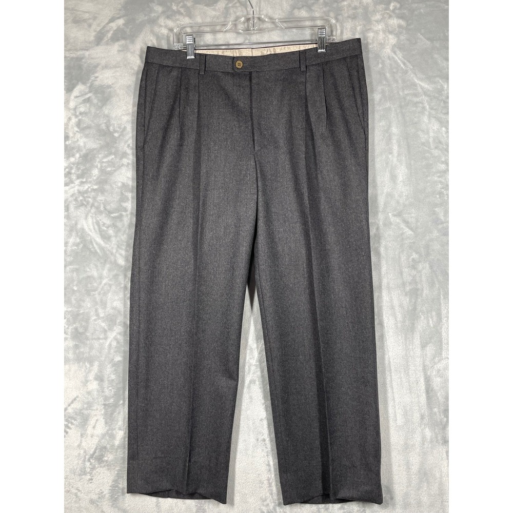 Zanella Mens Charcoal Gray Wool Pleated Dress Pants Size 36x27 Made in Italy